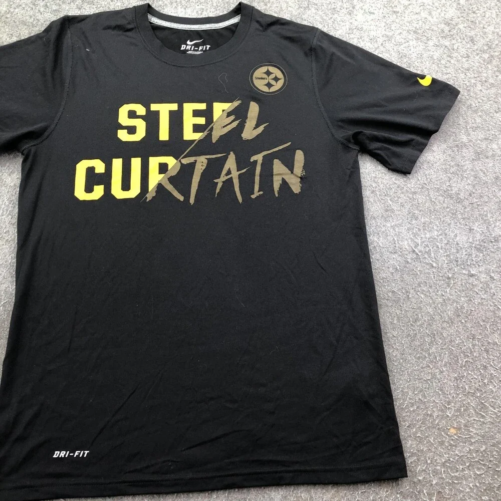 Pittsburgh Steelers Shirt Mens Small Black NFL Nike Dri Fit Steel Curtain